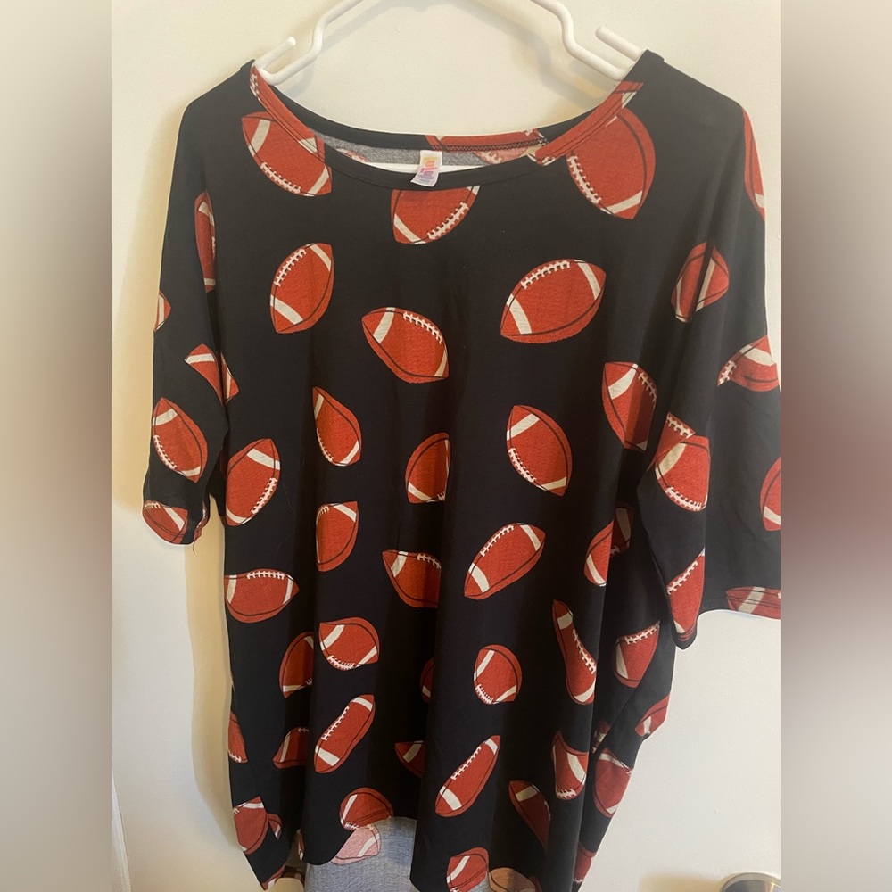 EUC Lularoe Irma Football Print (M)